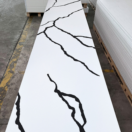 แผ่นพื้นผิวแข็งสีดำแผ่นพื้นขนาดใหญ่สำหรับเคาน์เตอร์ครัว Corian